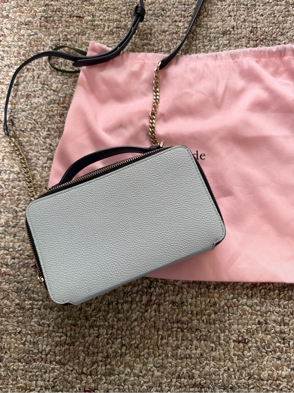 kate spade Pebbled White Crossbody with Black Trim - Picture 4 of 8